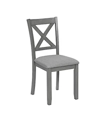 Streamdale Furniture 7-Piece Solid Wood Dining Set, 58.5 inch Table, 6 Padded Chairs