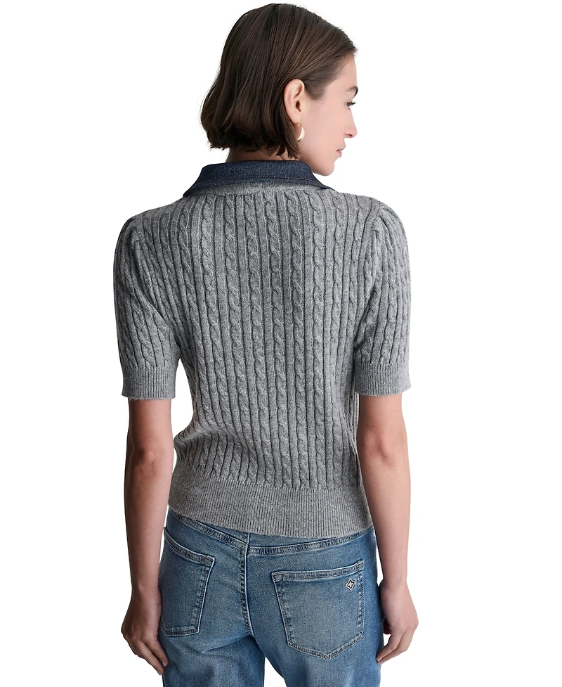 Bcbg Women's Short-Sleeve Cable-Knit Cardigan