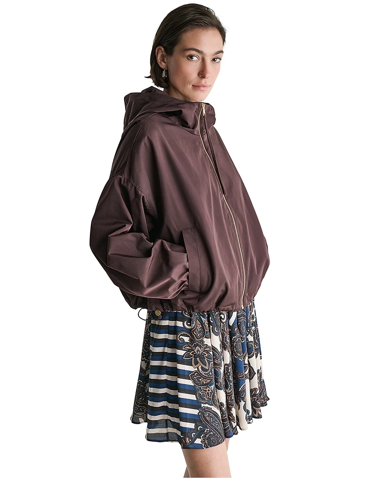 Bcbg Women's Zip-Front Drawcord Hoodie Jacket