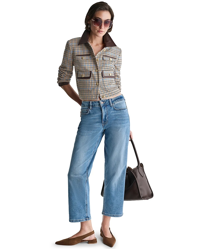 Bcbg Women's Collared Plaid Trucker Jacket