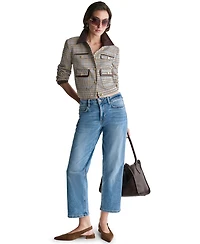 Bcbg Women's Collared Plaid Trucker Jacket