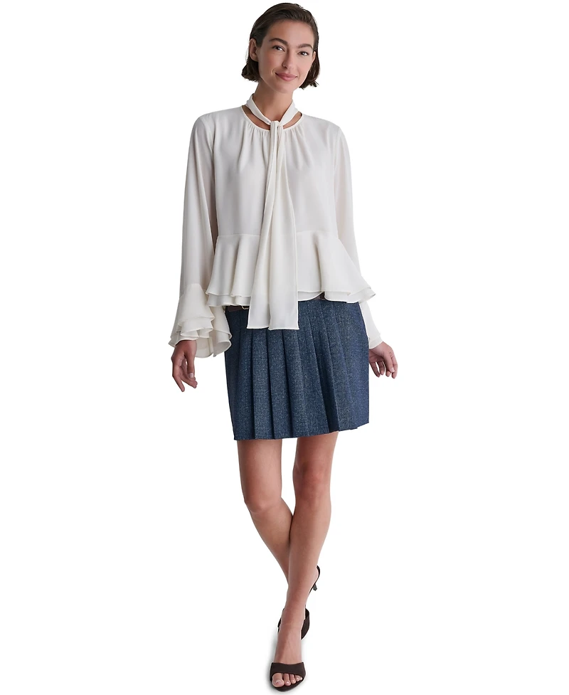 Bcbg Women's Long-Sleeve Tie-Neck Layered Cuff Blouse