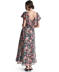 Bcbg Women's Printed Ruffle-Sleeve V-Neck Empire Maxi Dress