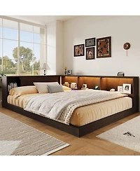Streamdale Furniture Wood Daybed with Storage Shelves, Usb and Led