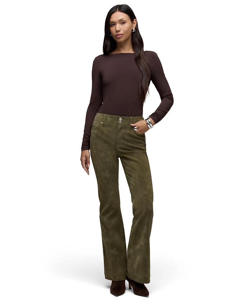 Hudson Jeans Women's Dani Mid-Rise Faux Suede Flare Pants