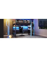 Streamdale Furniture Loft Bed with Desk, Storage, Rgb Light