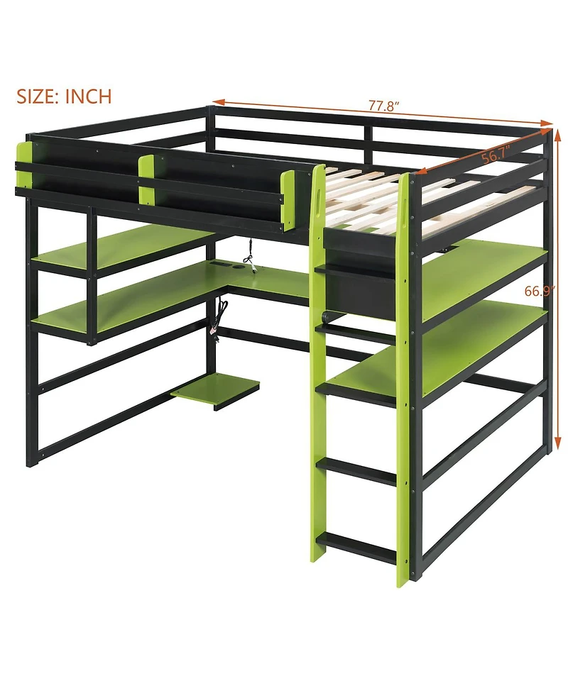 Streamdale Furniture Wood Loft Bed With Desk, Storage