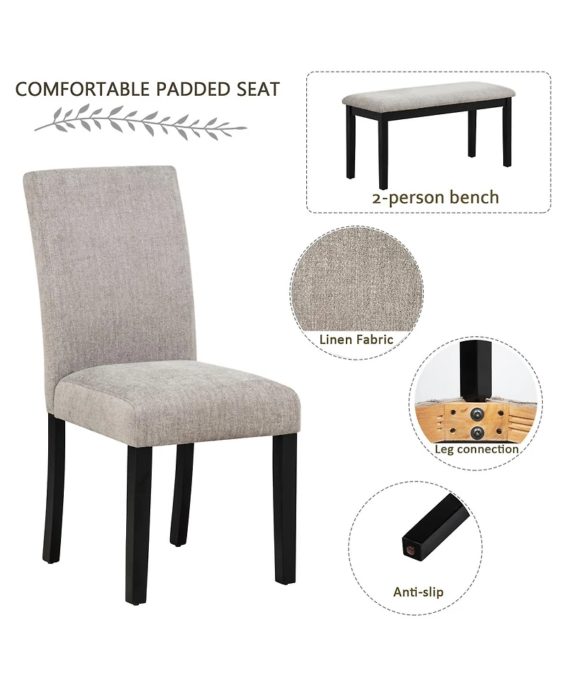 Streamdale Furniture Set of 4 Padded Dining Chairs for Kitchen and Dining Room