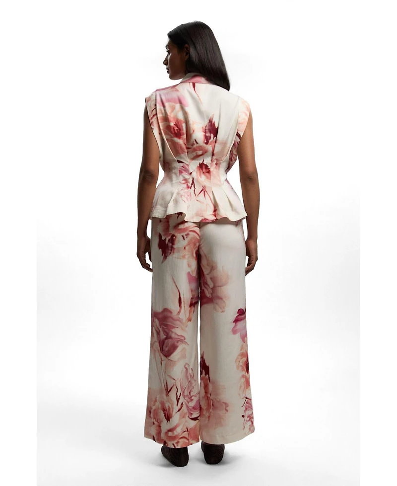 Karen Millen Women's Floral Straight Leg Trouser