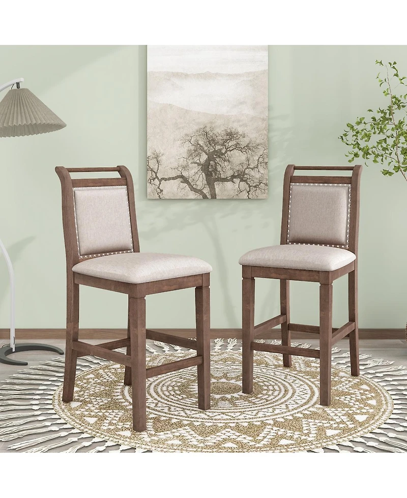 Streamdale Furniture 3-Piece Wood Counter Height Drop Leaf Dining Set with 2 Upholstered Chairs
