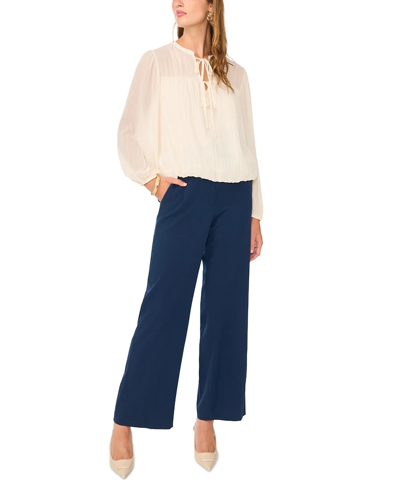 Vince Camuto Women's Split Neck Long-Sleeve Bubble Hem Blouse