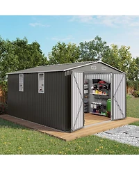 Streamdale Furniture 10x12FT Large Metal Outdoor Storage Shed With Double Doors