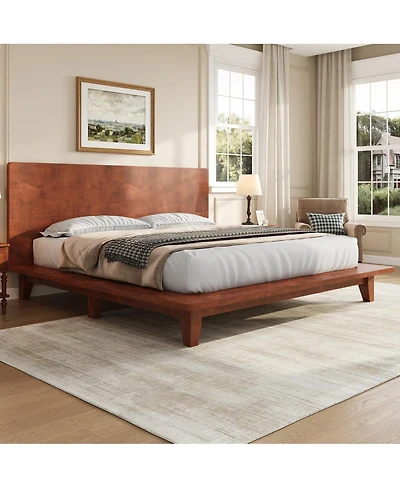 Streamdale Furniture Platform Bed Frame with Headboard , Wood Slat Support