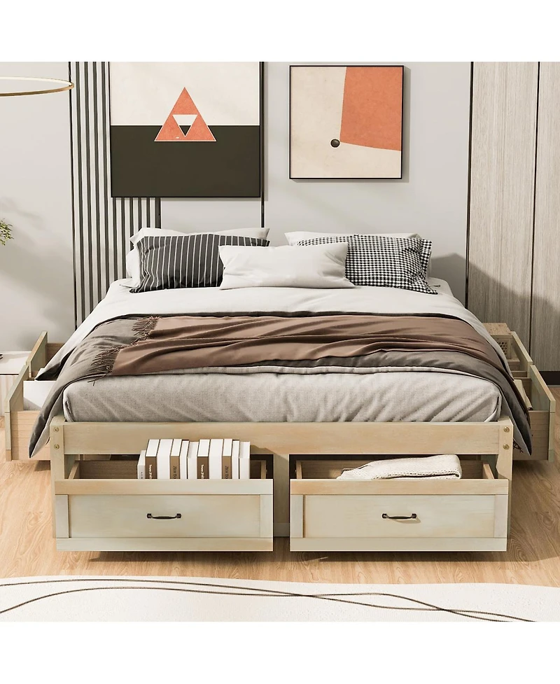 Streamdale Furniture Platform Bed with 6 Drawer