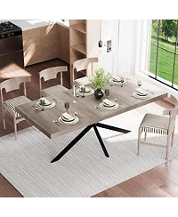 Streamdale Furniture Retro Rectangular Stretch Dining Table with Storage, 55.11"-70.86