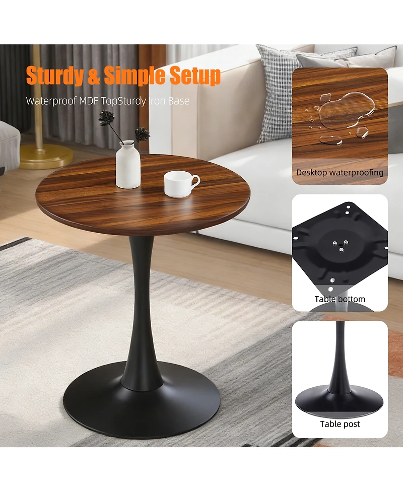Streamdale Furniture Modern Dark Wood Grain Round Dining Table with Matte Iron Base