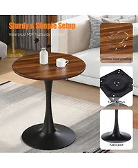 Streamdale Furniture Modern Dark Wood Grain Round Dining Table with Matte Iron Base