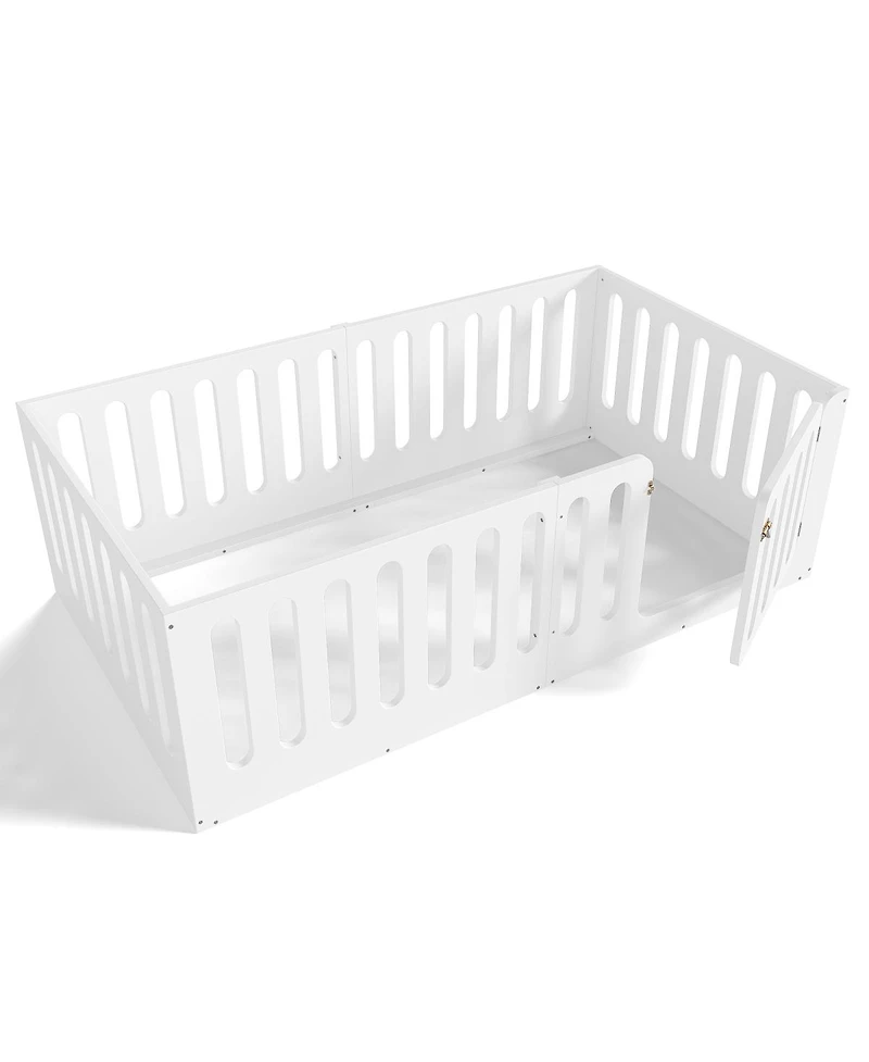 Streamdale Furniture Twin Floor Bed with High Fence and Door