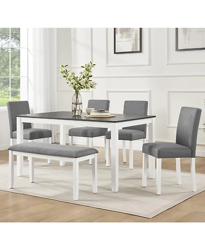 Streamdale Furniture 6-Piece Two-Tone Dining Set with Bench and Chairs