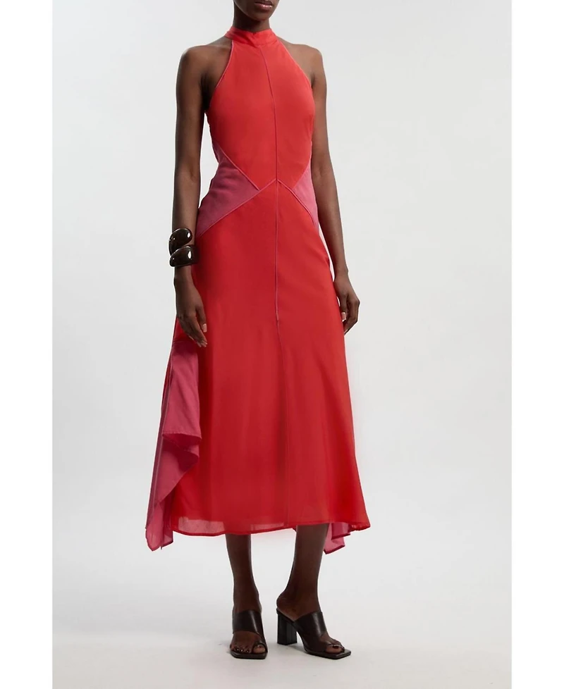 Karen Millen Women's Block Halter Midi A-Line Dress