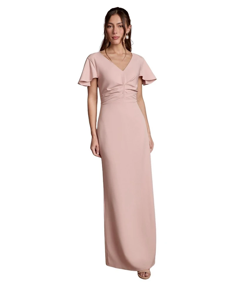 Coast Women's Crepe Fold V-Neck Flutter-Sleeve Maxi Dress