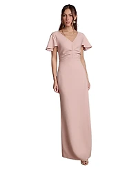 Coast Women's Crepe Fold V-Neck Flutter-Sleeve Maxi Dress