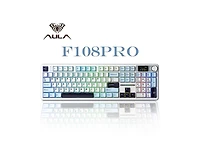 Aula F108 Pro, 104-Key Wireless Hot Swappable Mechanical Gaming Keyboard, Rgb, Knob, 8000 mAH Battery, Digital Screen
