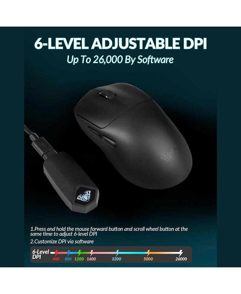 Aula SC800 Wireless Gaming Mouse, Ultra-Light 37g, High-Precision Control, Instant Response, Programmable Buttons