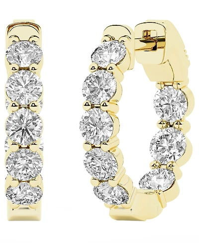 Forever Grown Diamonds Lab-Grown Diamond Hoop Earrings (2 ct. t.w.) in 14k Yellow Gold-Plating Over Sterling Silver
