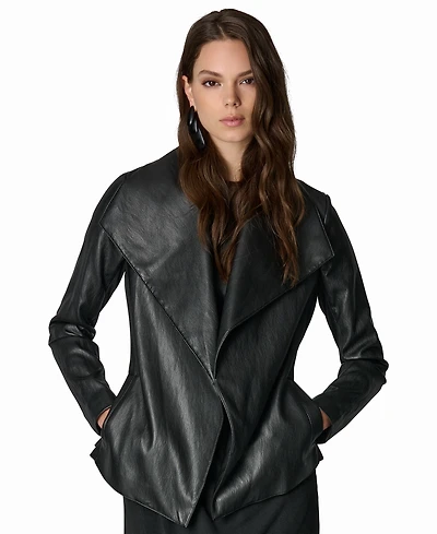 Donna Karan New York Women's Mixed-Media Belted Wrap Jacket