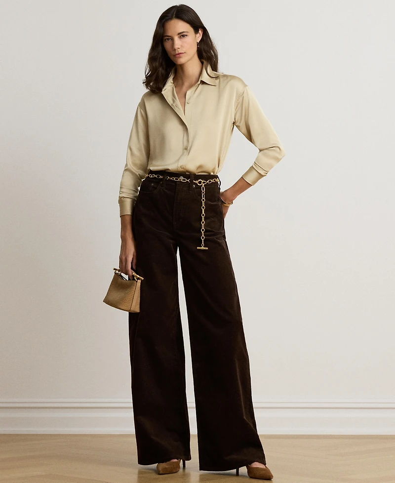 Lauren Ralph Women's Relaxed-Fit Satin Charmeuse Shirt