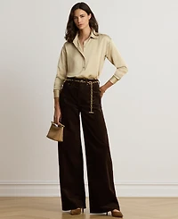 Lauren Ralph Women's Relaxed-Fit Satin Charmeuse Shirt