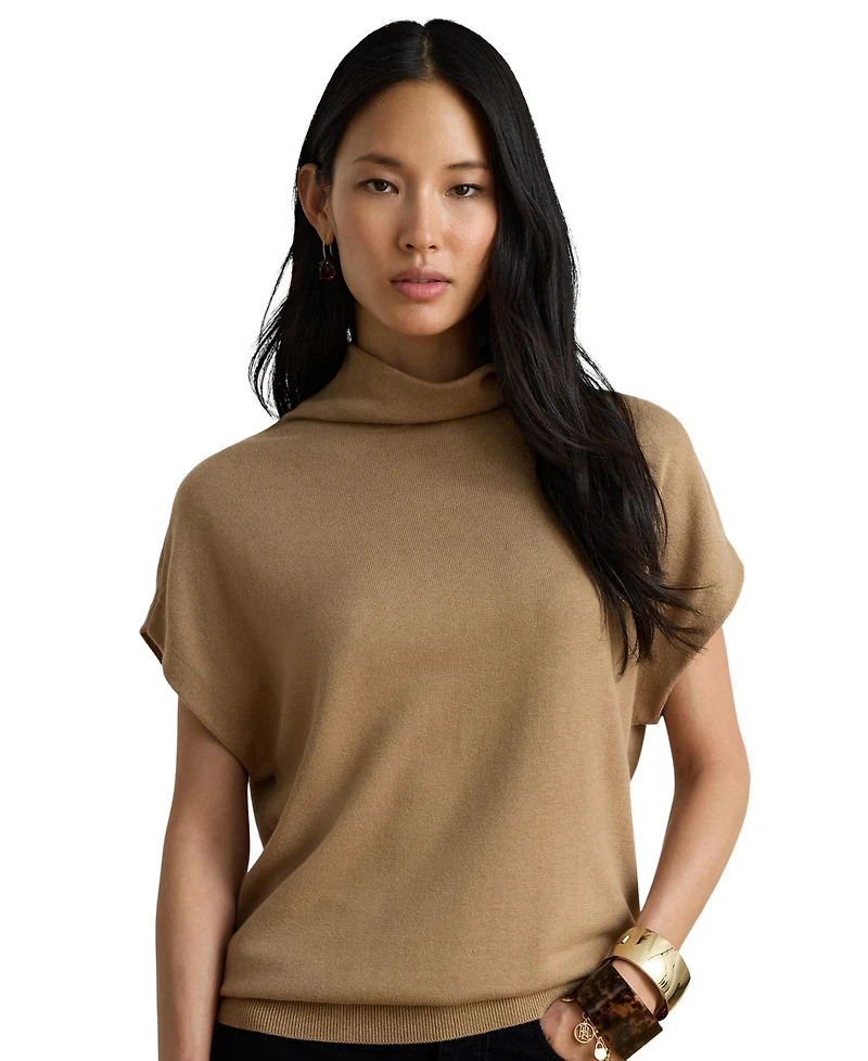 Lauren Ralph Women's Mock Neck Cap-Sleeve Sweater