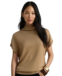 Lauren Ralph Women's Mock Neck Cap-Sleeve Sweater