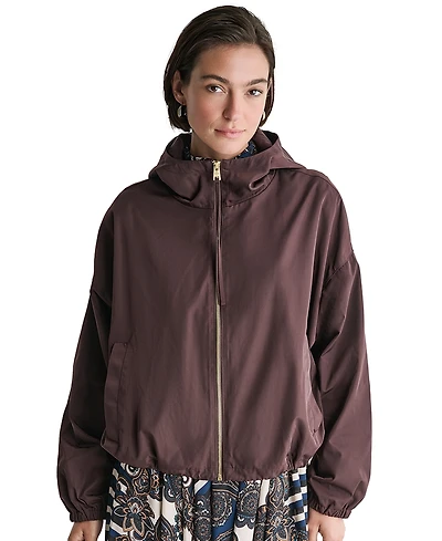 Bcbg Women's Zip-Front Drawcord Hoodie Jacket