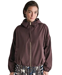 Bcbg Women's Zip-Front Drawcord Hoodie Jacket
