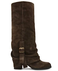 Steve Madden Women's Bozeman Cuffed Block Heel Tall Slouch Boots