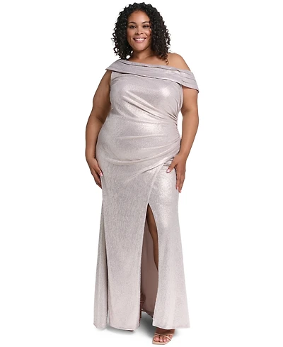 Eliza J Plus One-Shoulder Sleeveless Ball Gown