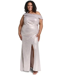 Eliza J Plus One-Shoulder Sleeveless Ball Gown