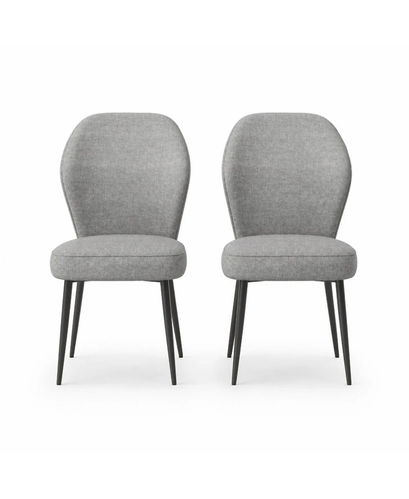 gaomon Set of 2 Grey Linen Dining Chairs with Metal Pegs, Modern Upholstered Side Chairs