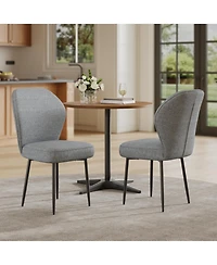 gaomon Set of 2 Grey Linen Dining Chairs with Metal Pegs, Modern Upholstered Side Chairs