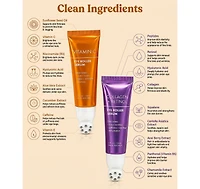 Lovery Korean Skincare Eye Roller Serum Duo - Collagen + Retinol and Vitamin C Brightening Under Eye Treatment Set