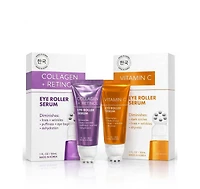 Lovery Korean Skincare Eye Roller Serum Duo - Collagen + Retinol and Vitamin C Brightening Under Eye Treatment Set