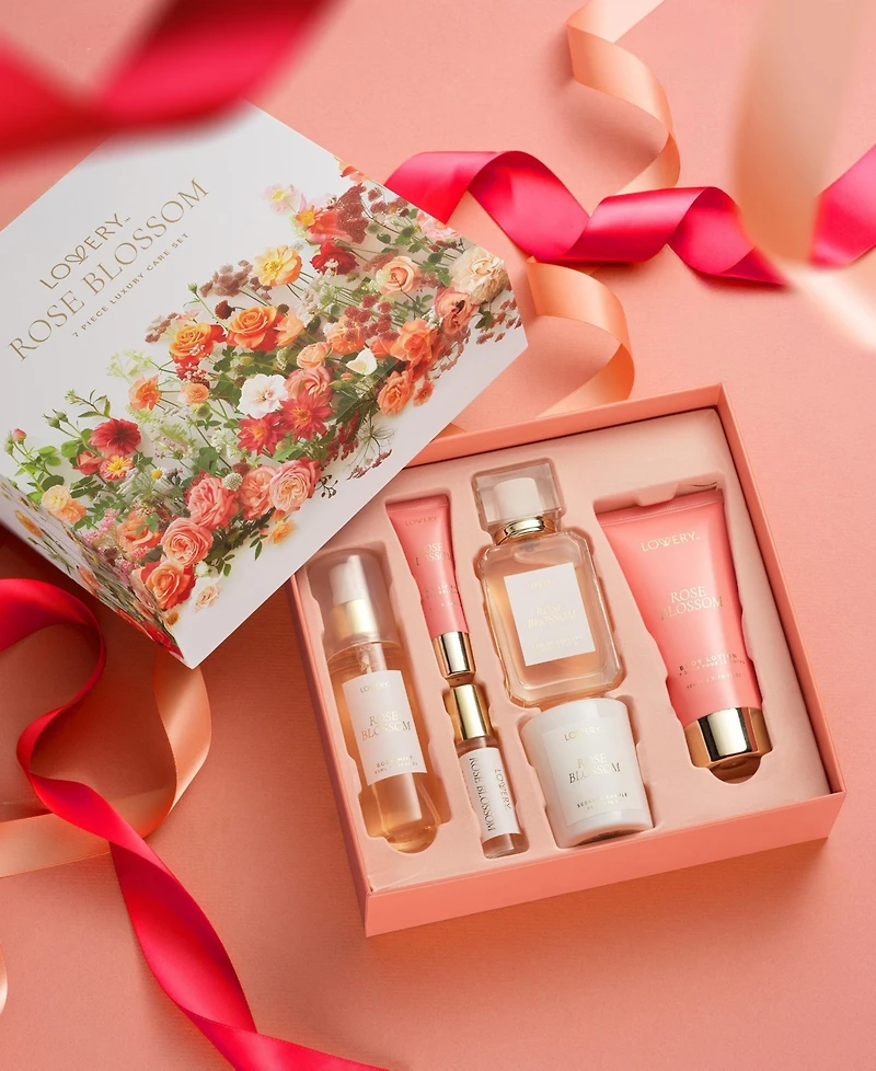 Lovery 8-Piece Rose Blossom Bath and Body Care Gift Set