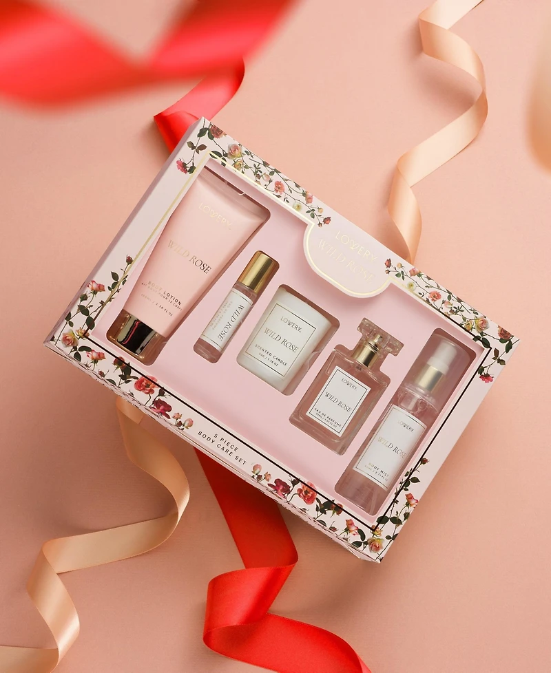 Lovery 6-Pc. Wild Rose Bath and Body Care Gift Set with Candle and More