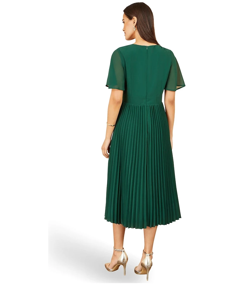 Yumi Women's Sequin-Floral Pleated Midi Dress