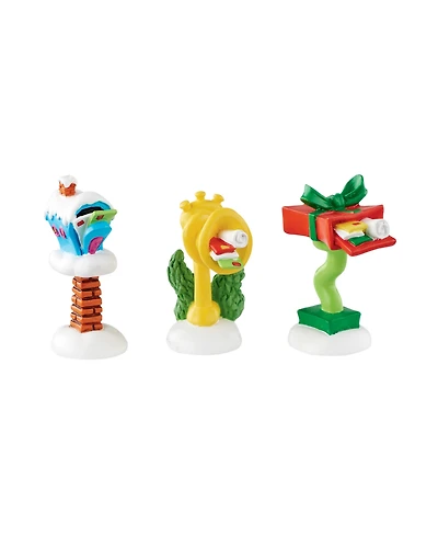 Department 56 Grinch Village, Who-Ville Wacky Mailboxes, Set of 3