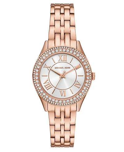 Michael Kors Women's Harlowe Three-Hand Rose Gold-Tone Stainless Steel Watch 33mm