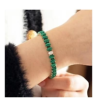 The Lovery Oval Malachite Cz Tennis Bracelet 14K Gold-Plated Sterling Silver