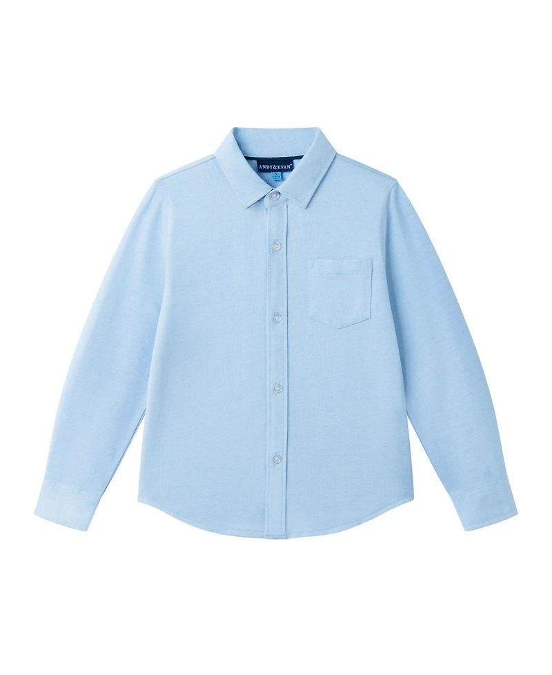 Andy & Evan Big Boys Andy and Evan Blue Knit-Tech Shirt